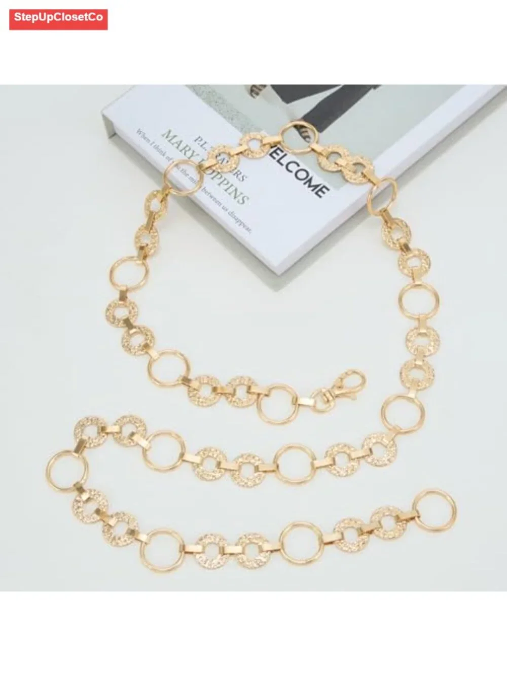 Women's Adjustable Rhinestone Waist Chain Belt for Dresses, Metal